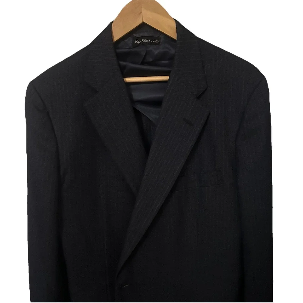 Southwick Paul Stuart Blazer 46 Tall Suit Jacket Gray with White Stripes